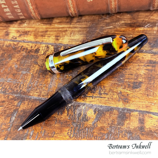 Laban Mento Tortoise Shell Rollerball With Leather Pen Case