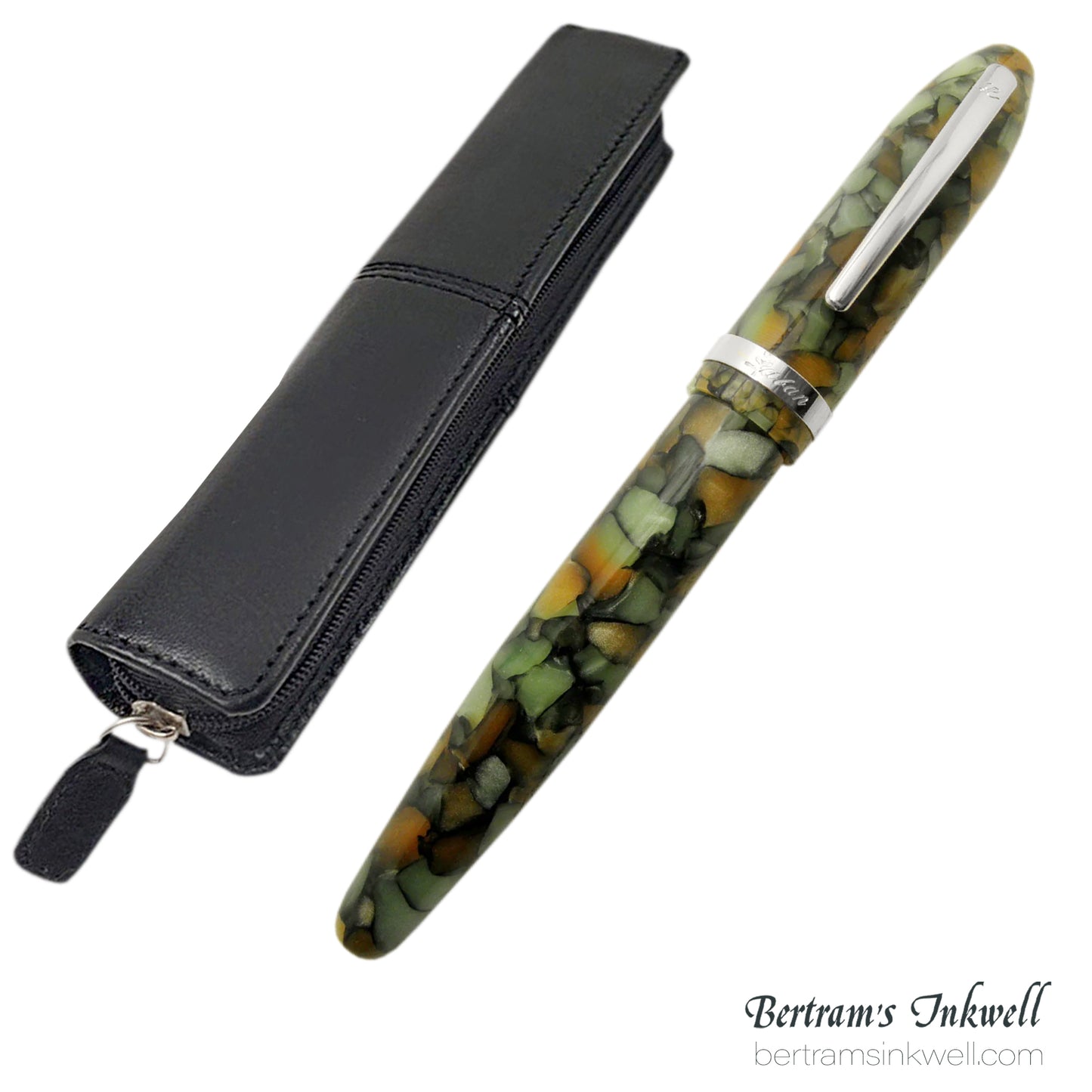 Laban Mento Vintage Green Rollerball With Leather Pen Case