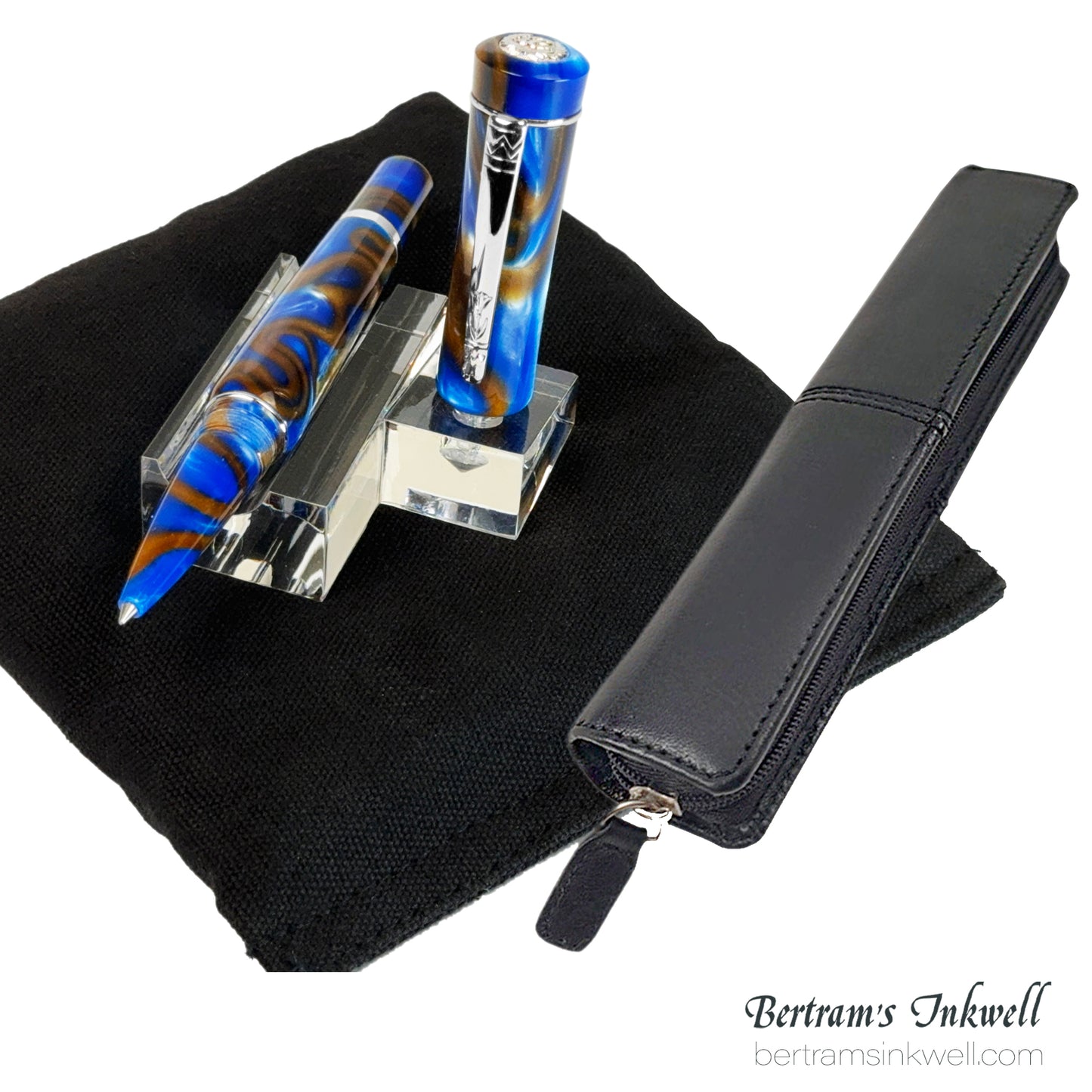 Laban Scepter Blue Tornado Rollerball With Leather Pen Case