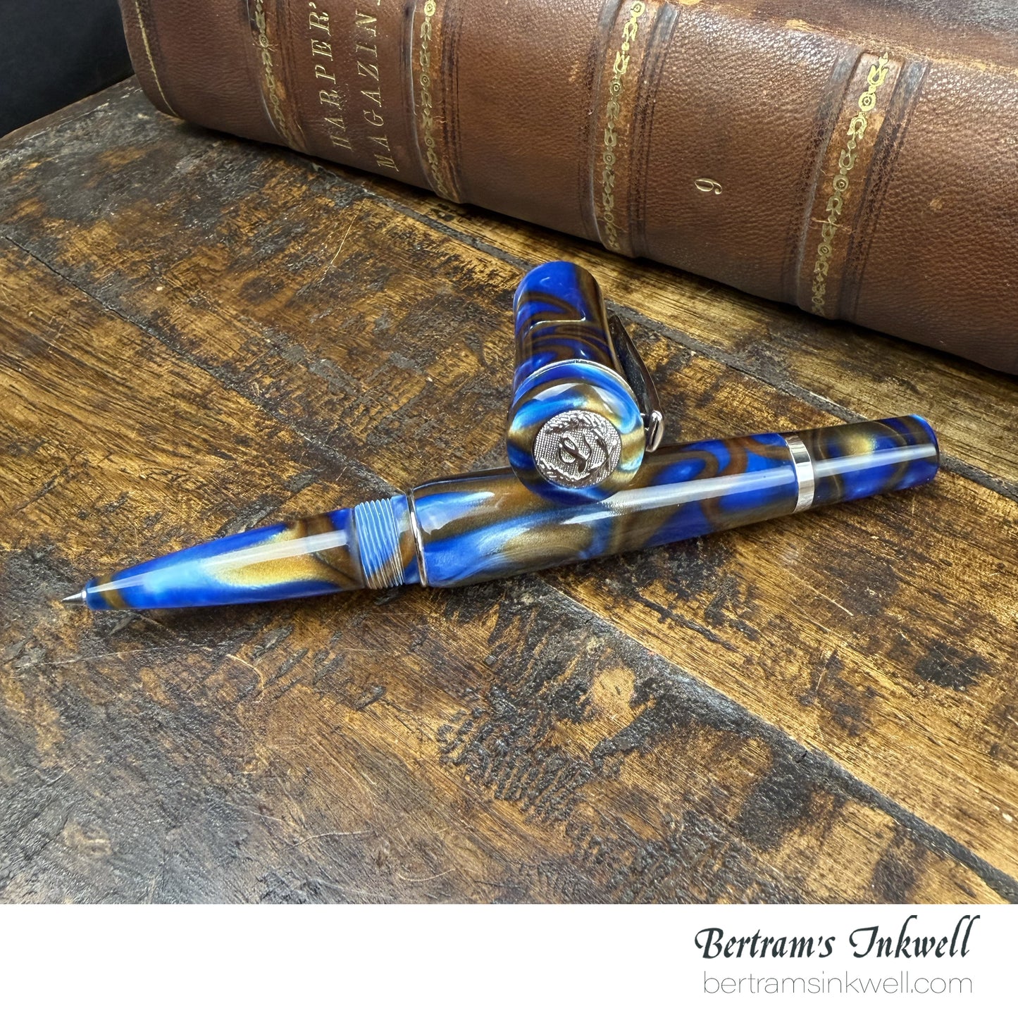 Laban Scepter Blue Tornado Rollerball With Leather Pen Case