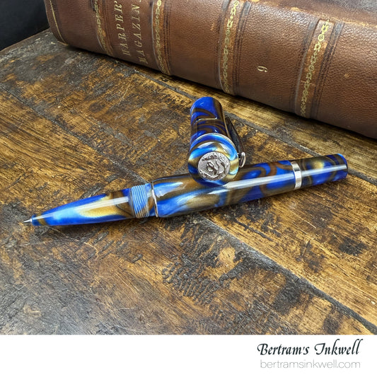Laban Scepter Blue Tornado Rollerball With Leather Pen Case
