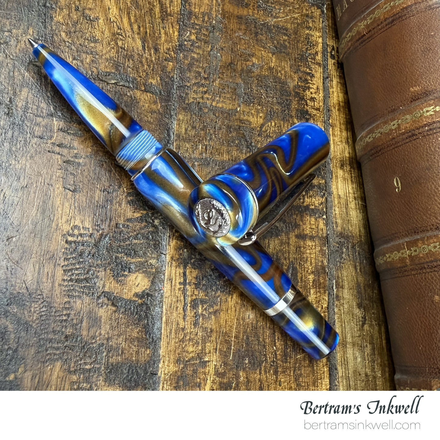 Laban Scepter Blue Tornado Rollerball With Leather Pen Case