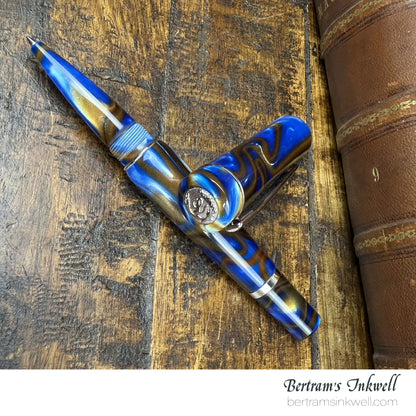 Laban Scepter Blue Tornado Rollerball With Leather Pen Case