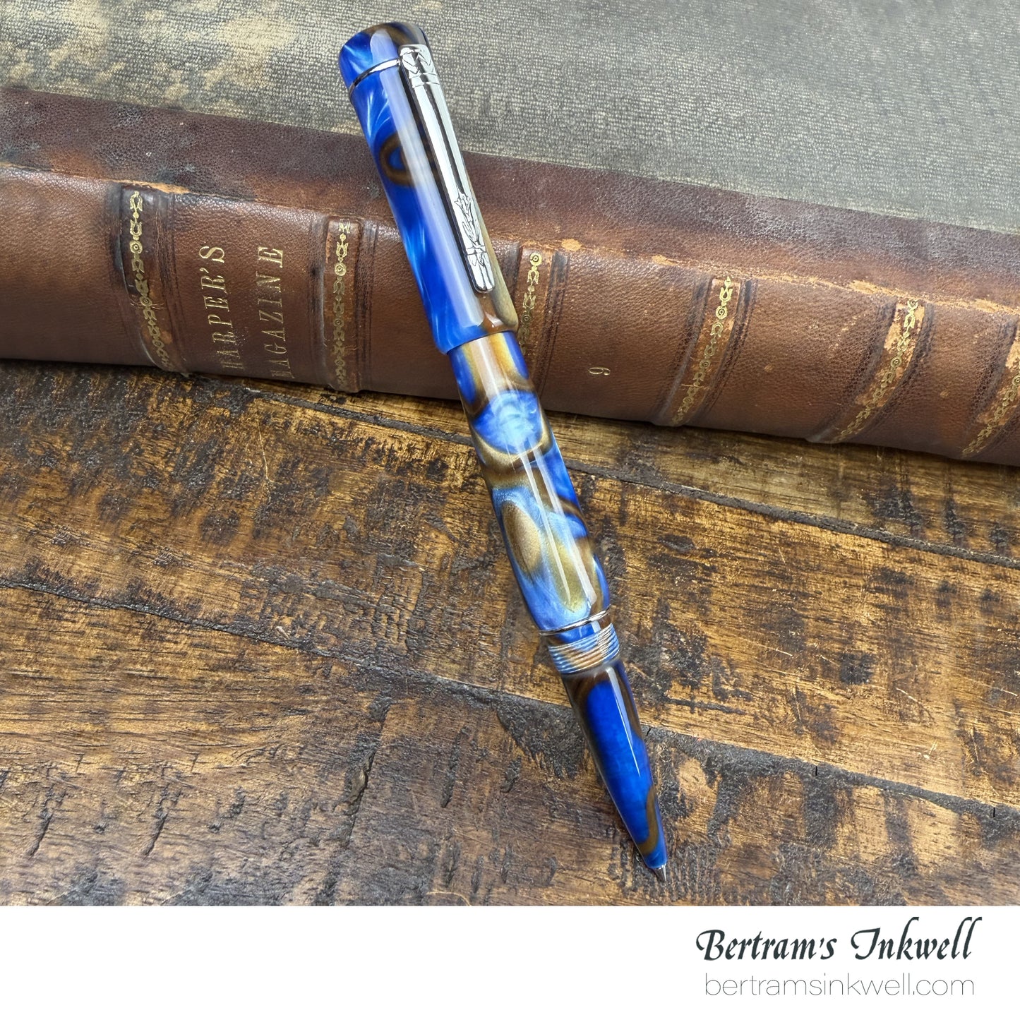 Laban Scepter Blue Tornado Rollerball With Leather Pen Case