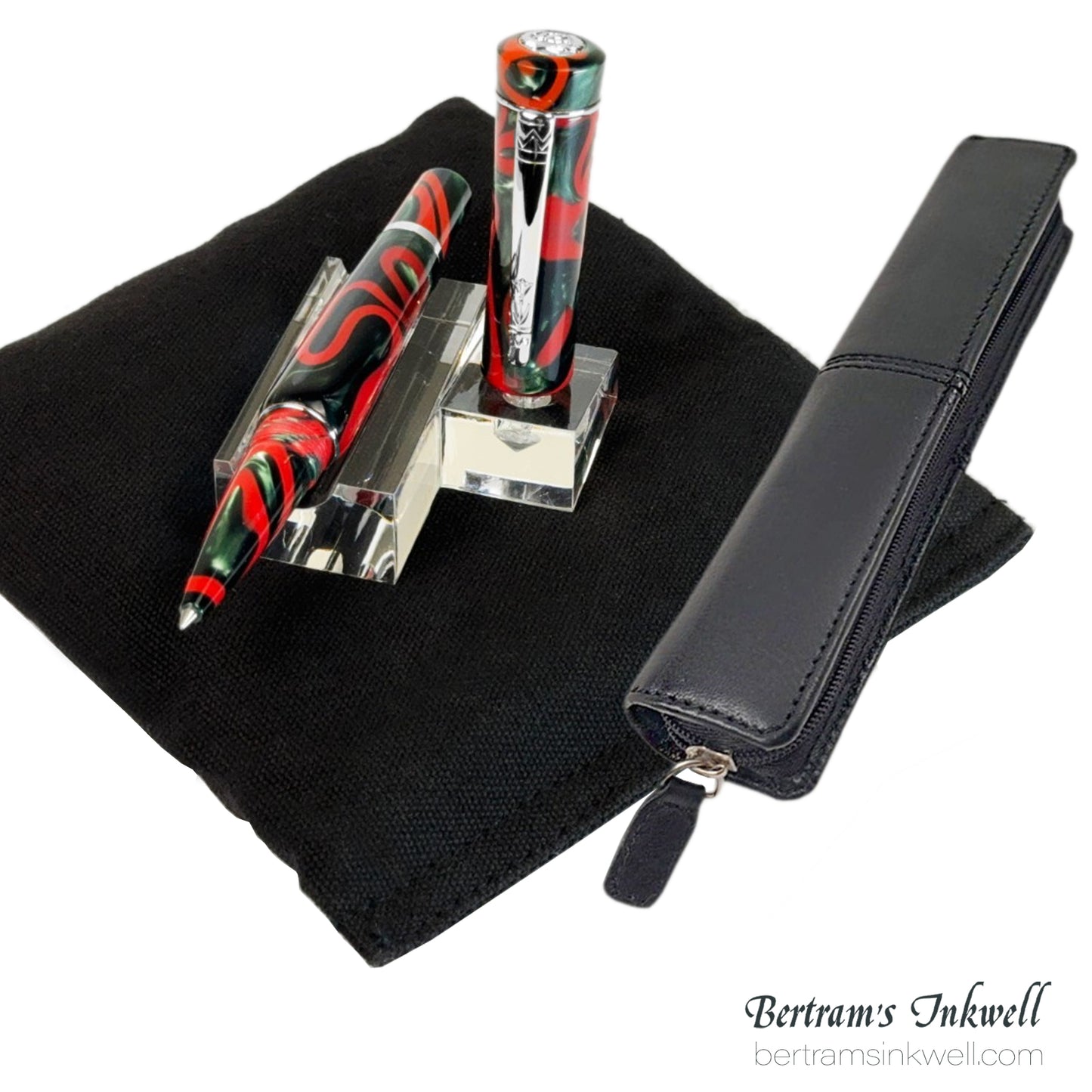 Laban Scepter Electric Red Rollerball With Leather Pen Case