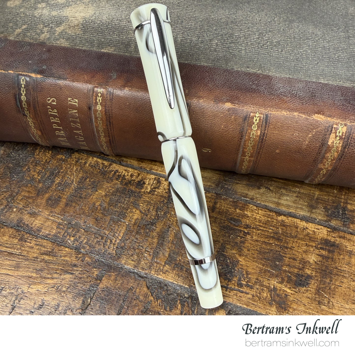 Laban Scepter Ivory Black Electric Rollerball With Leather Pen Case