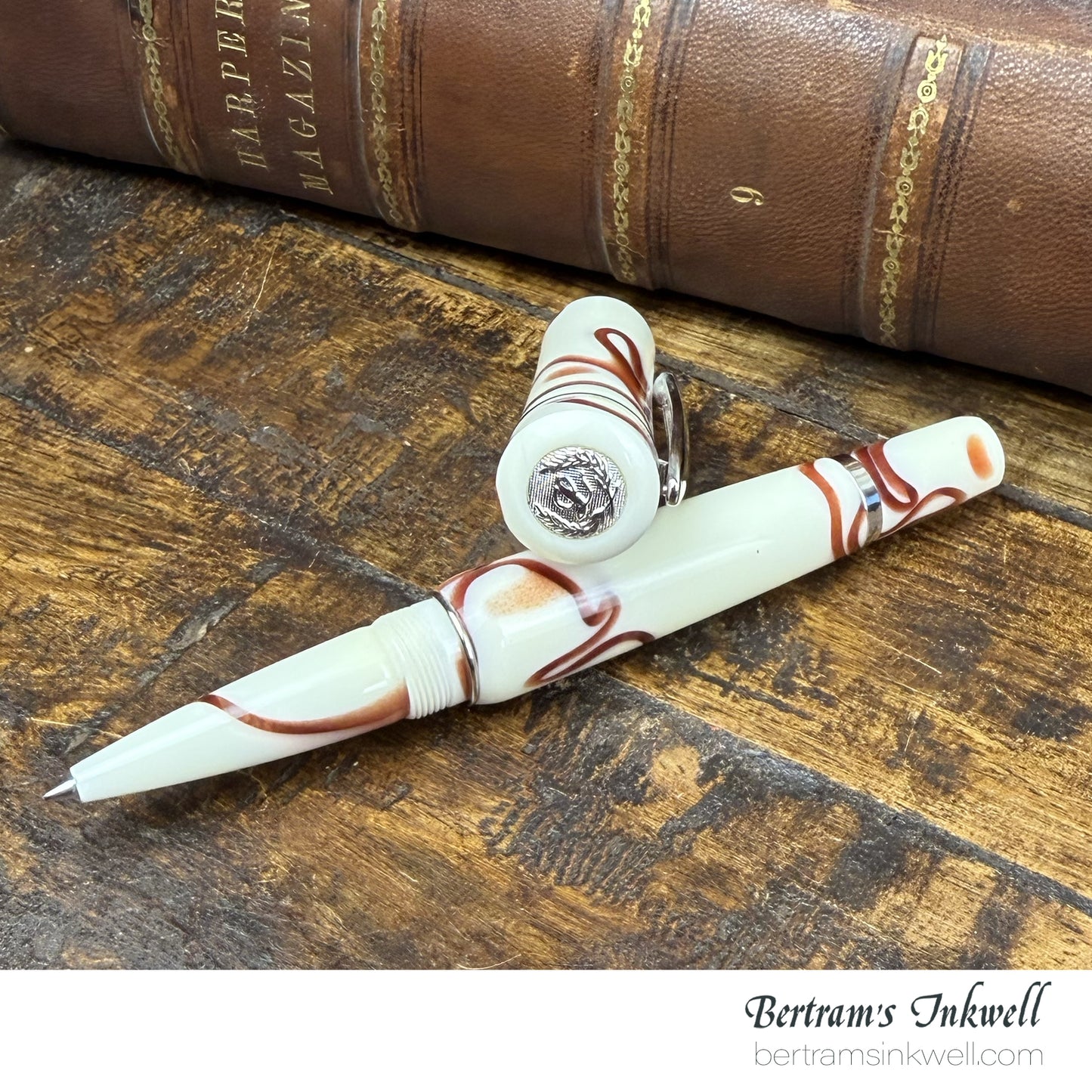 Laban Scepter Ivory Brown Electric Rollerball With Leather Pen Case