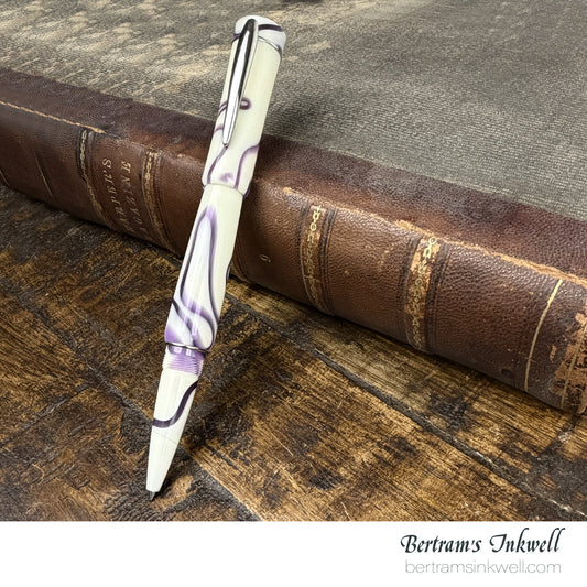 Laban Scepter Ivory Purple Electric Rollerball With Leather Pen Case