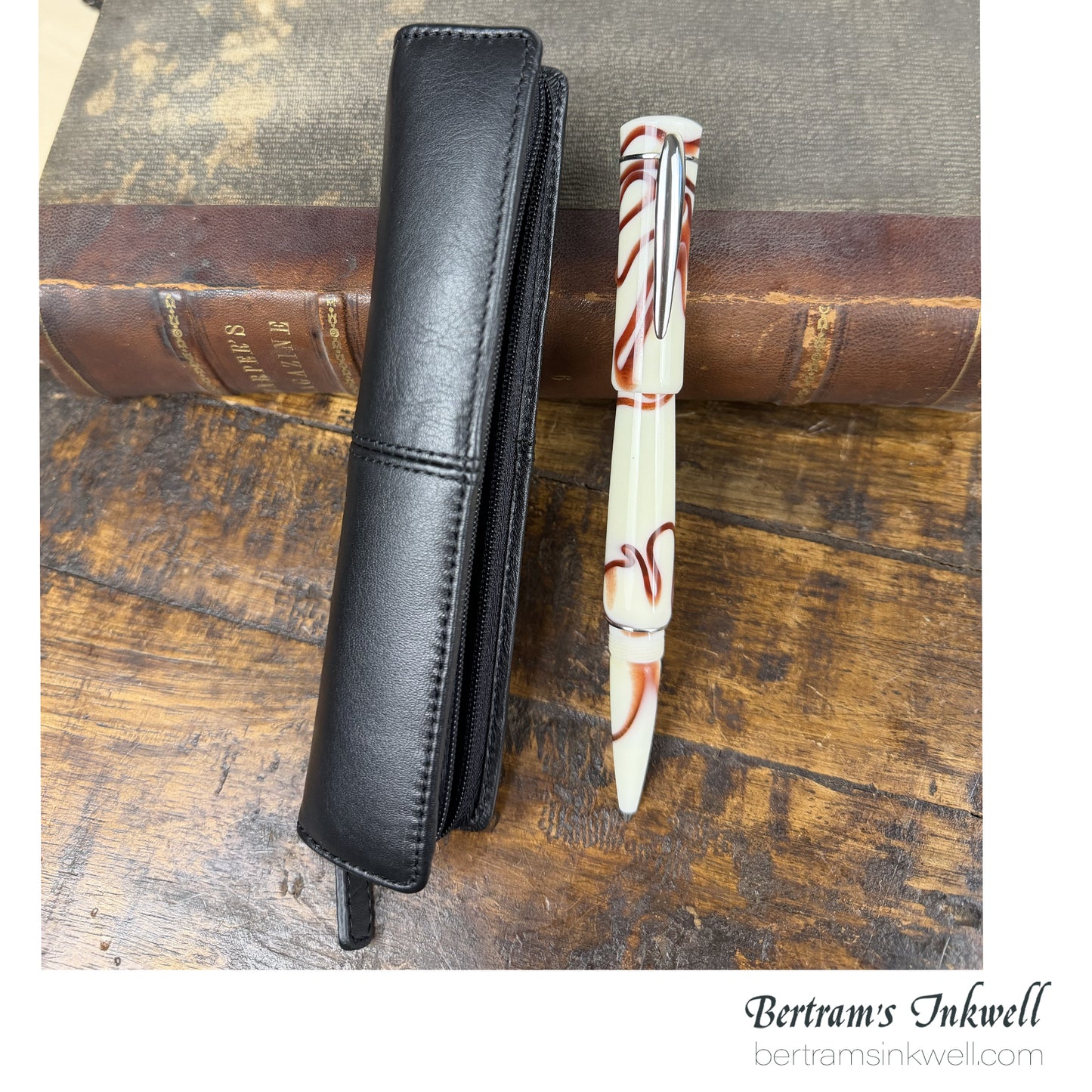 Laban Scepter Ivory Brown Electric Rollerball With Leather Pen Case