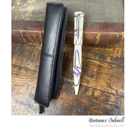 Laban Scepter Ivory Purple Electric Rollerball With Leather Pen Case