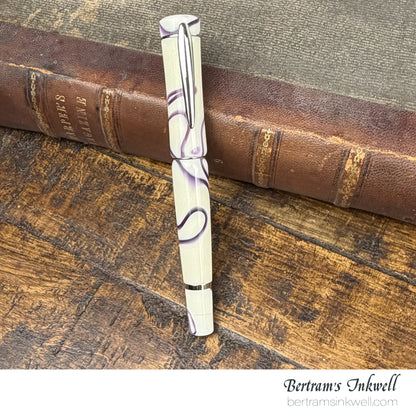 Laban Scepter Ivory Purple Electric Rollerball With Leather Pen Case