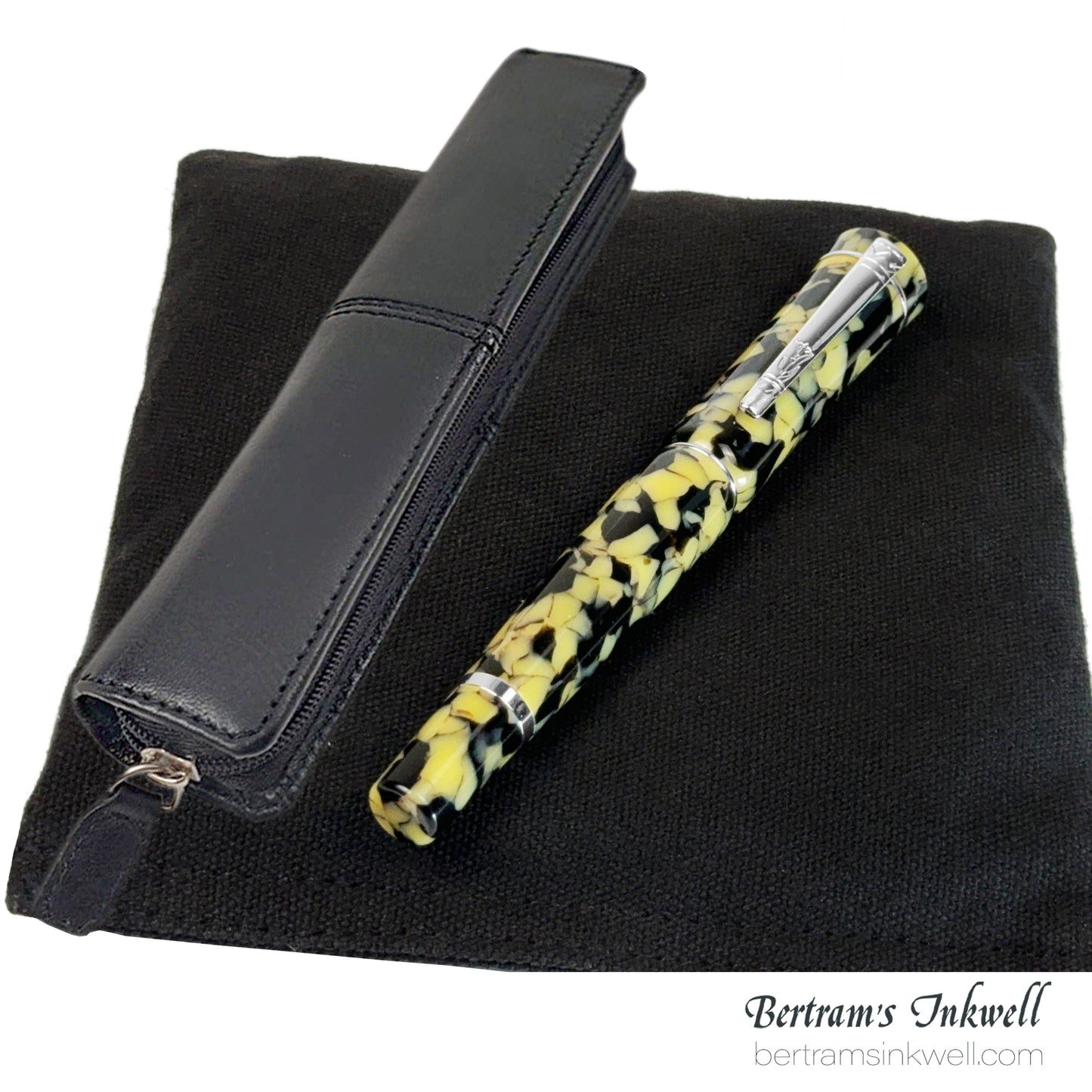 Laban Scepter Terrazzo Marble Rollerball With Leather Pen Case