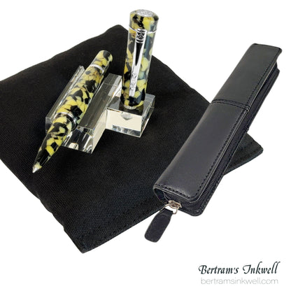 Laban Scepter Terrazzo Marble Rollerball With Leather Pen Case