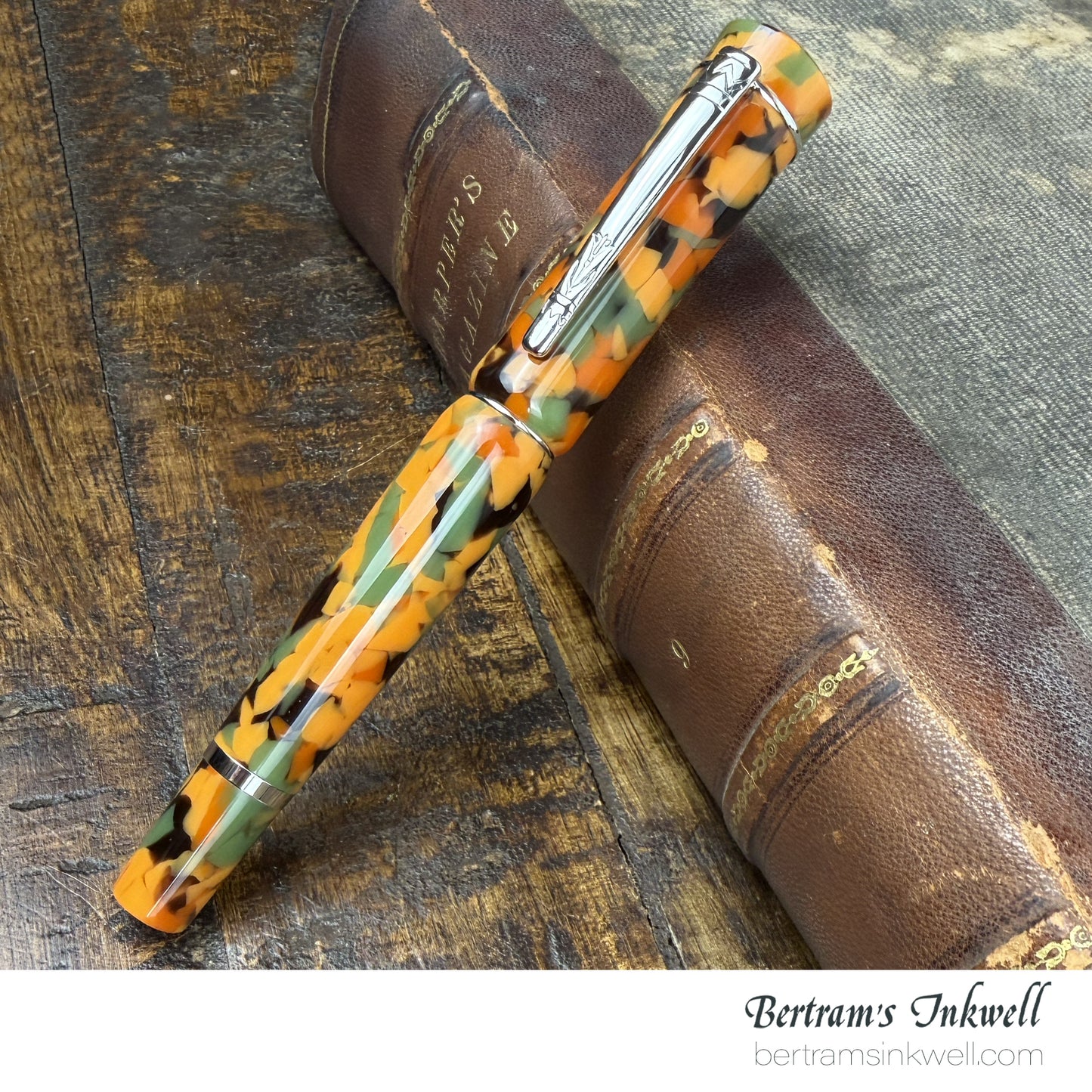 Laban Scepter Terrazzo Pumpkin Rollerball With Leather Pen Case