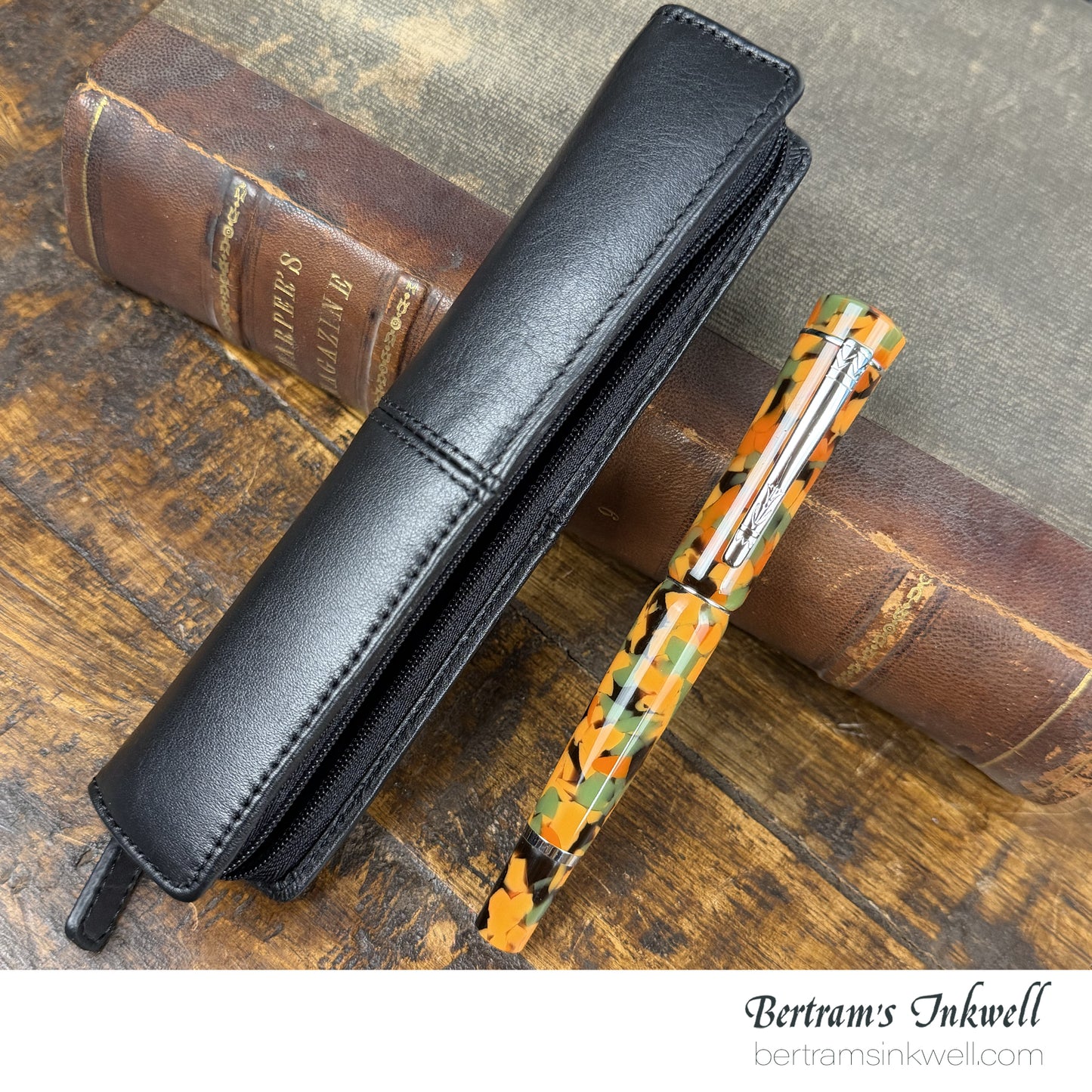 Laban Scepter Terrazzo Pumpkin Rollerball With Leather Pen Case