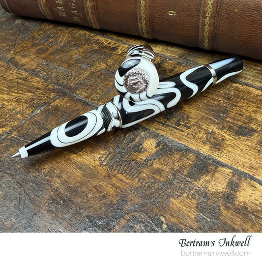 Laban Scepter White Electric Rollerball With Leather Pen Case