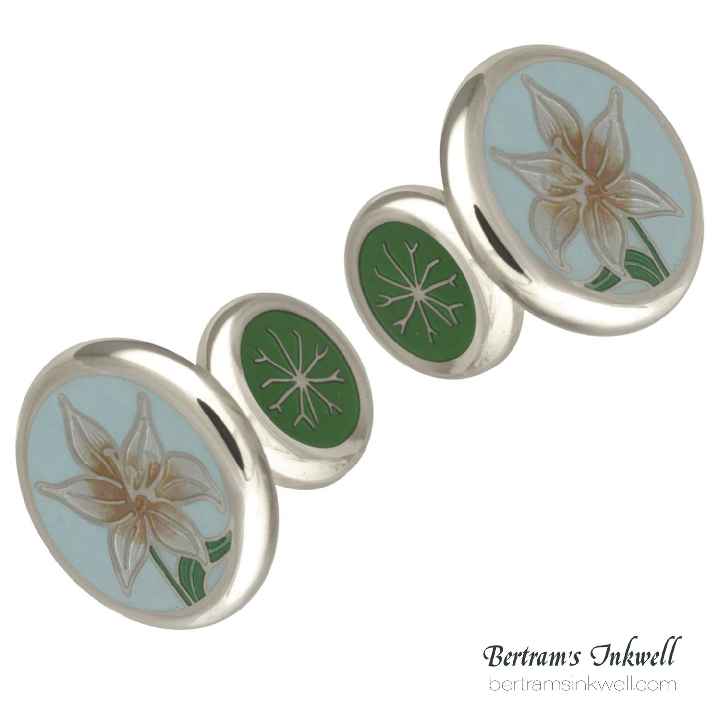 David Oscarson Lilies Robin’s Egg Blue Cufflinks