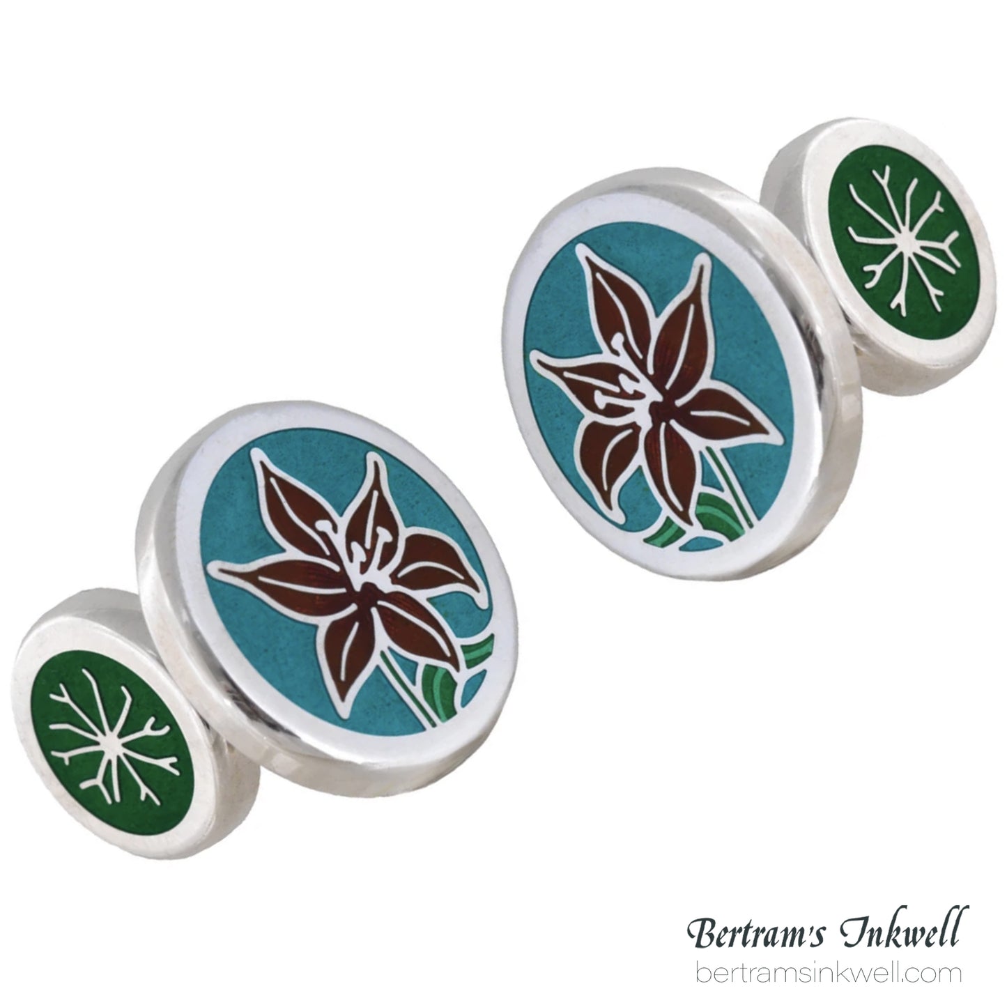 David Oscarson Lilies Opaque Teal Cufflinks