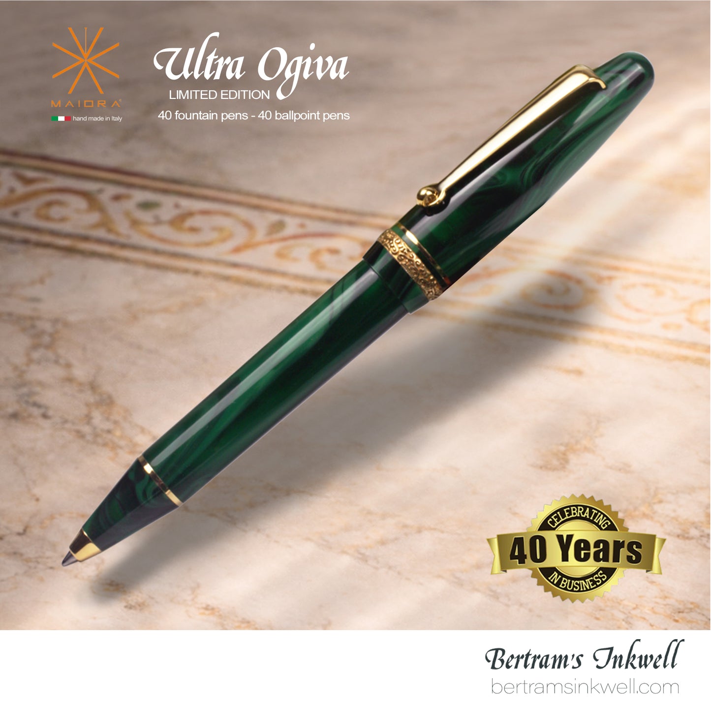 Maiora Ultra Ogiva Golden Age 2.0 Bertram's Inkwell 40th Anniversary Ballpoint Pen