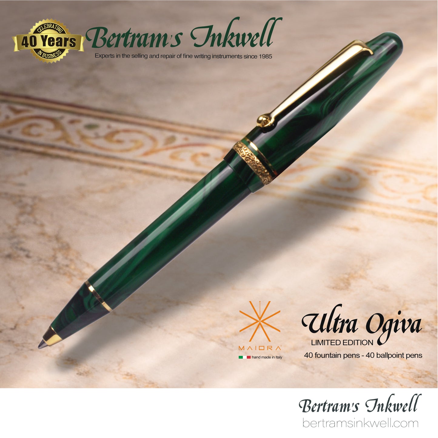 Maiora Ultra Ogiva Golden Age 2.0 Bertram's Inkwell 40th Anniversary Ballpoint Pen