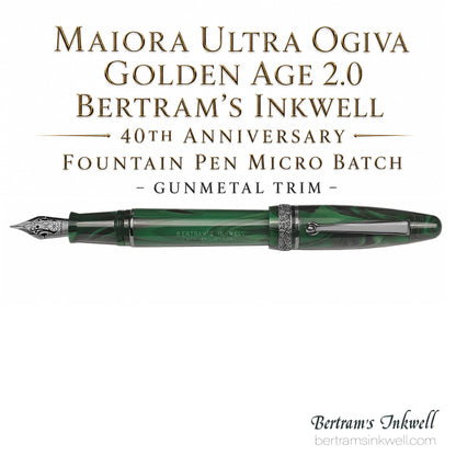Maiora Ultra Ogiva Golden Age 2.0 Bertram's Inkwell 40th Anniversary Micro Batch Gunmetal Fountain Pen
