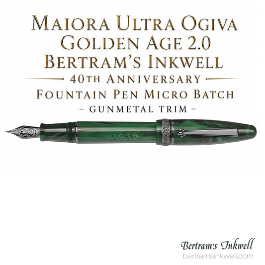 Maiora Ultra Ogiva Golden Age 2.0 Bertram's Inkwell 40th Anniversary Micro Batch Gunmetal Fountain Pen