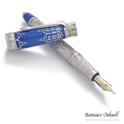 Michel Perchin Imperial 10th Anniversary Blue Rhodium Limited Edition Fountain Pen, 2005