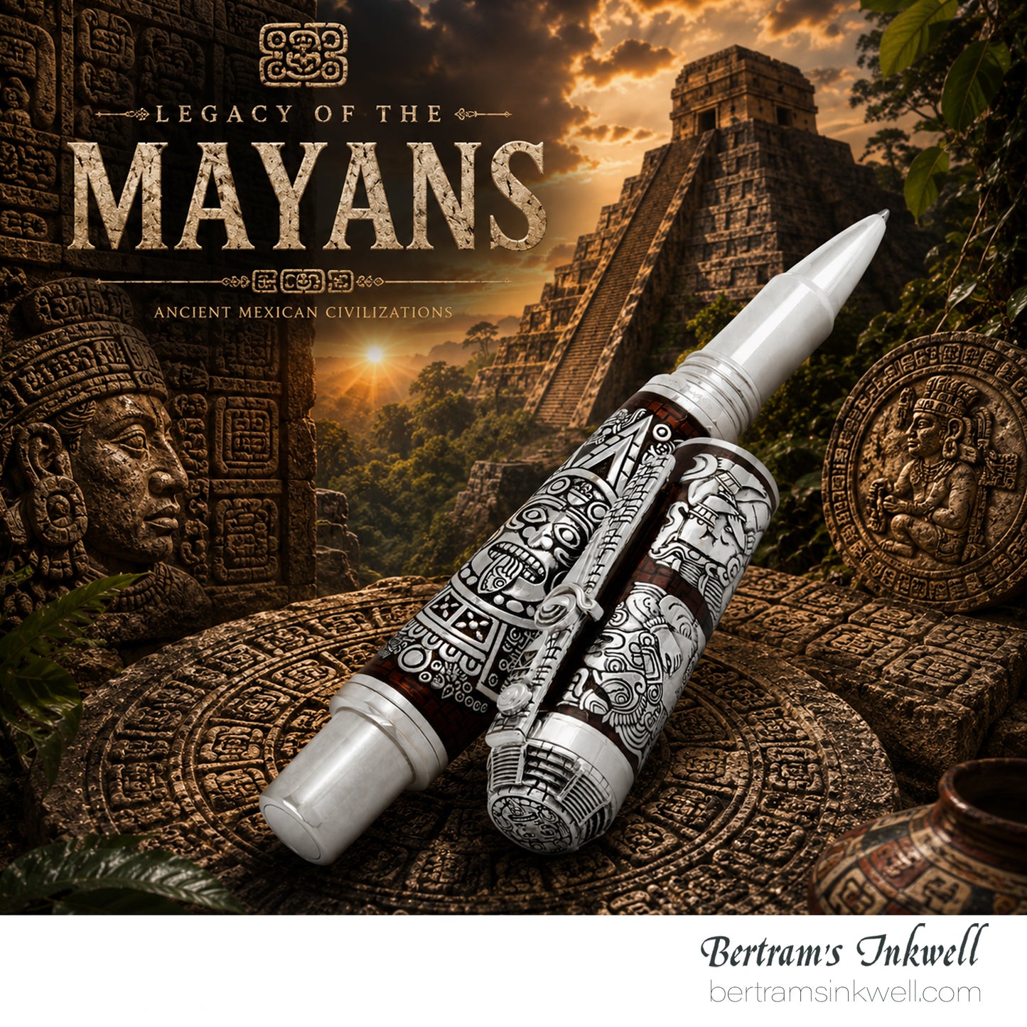 Montegrappa Ancient Mexican Civilizations Silver Limited Edition Rollerball ISCMNRSE, 2012
