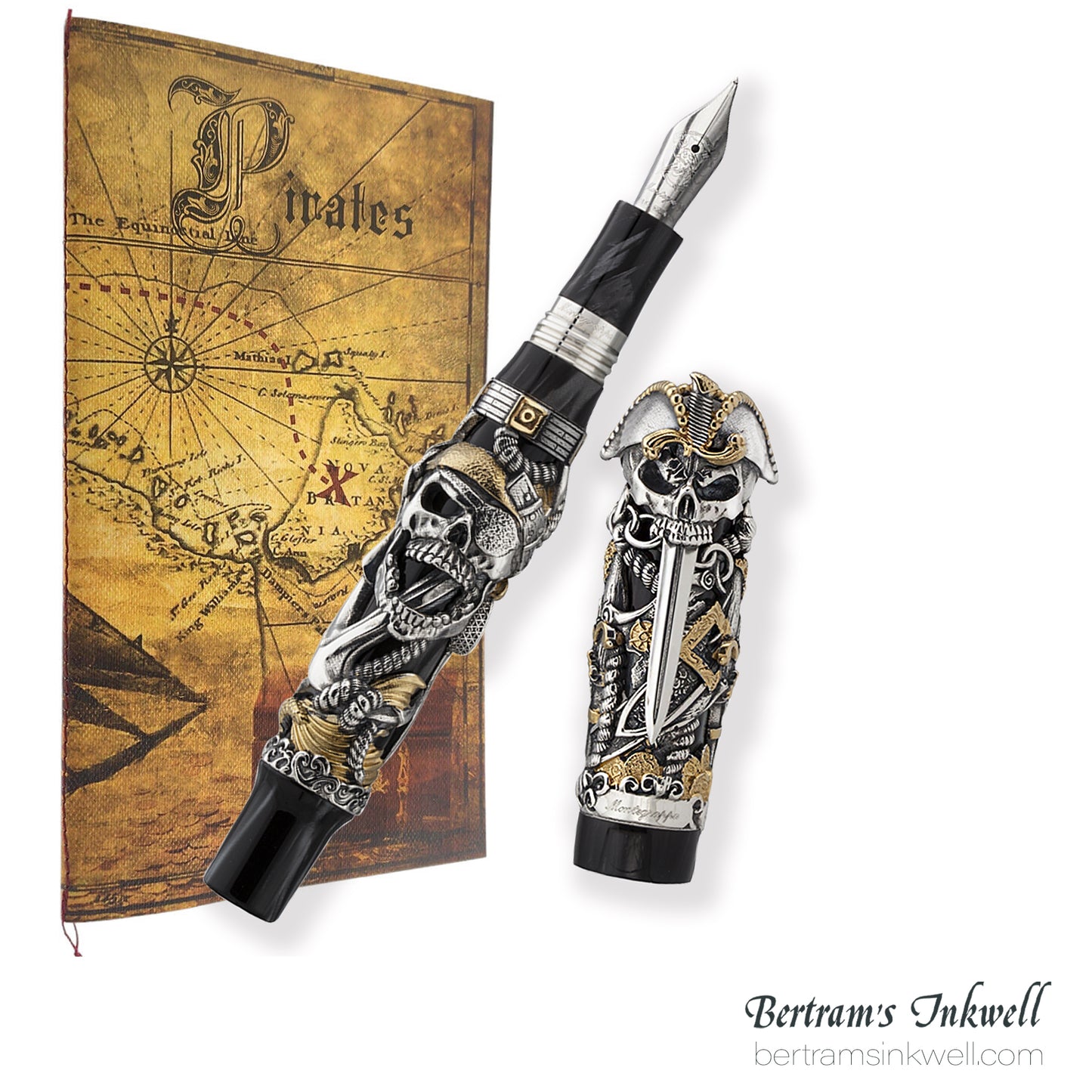 Montegrappa Cult Collection Pirates Limited Edition Sterling Silver Fountain Pen ISCUP3SC, 2016