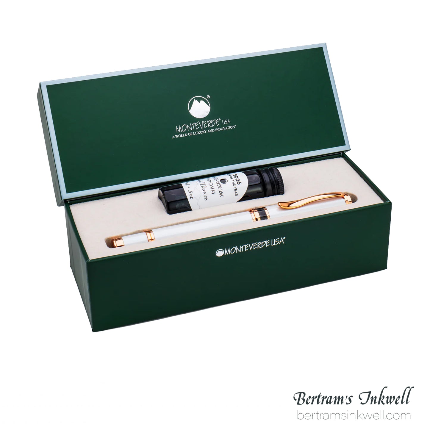 Monteverde Innova 2026 Color of The Year Cloud Dancer Rosegold Trim Limited Edition Fountain Pen Set