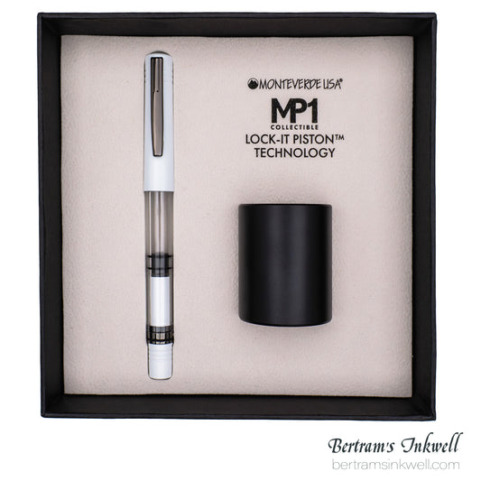 Monteverde MP1 Fountain Pen and Cylinder Pen Holder Set - White Lotus Limited Edition