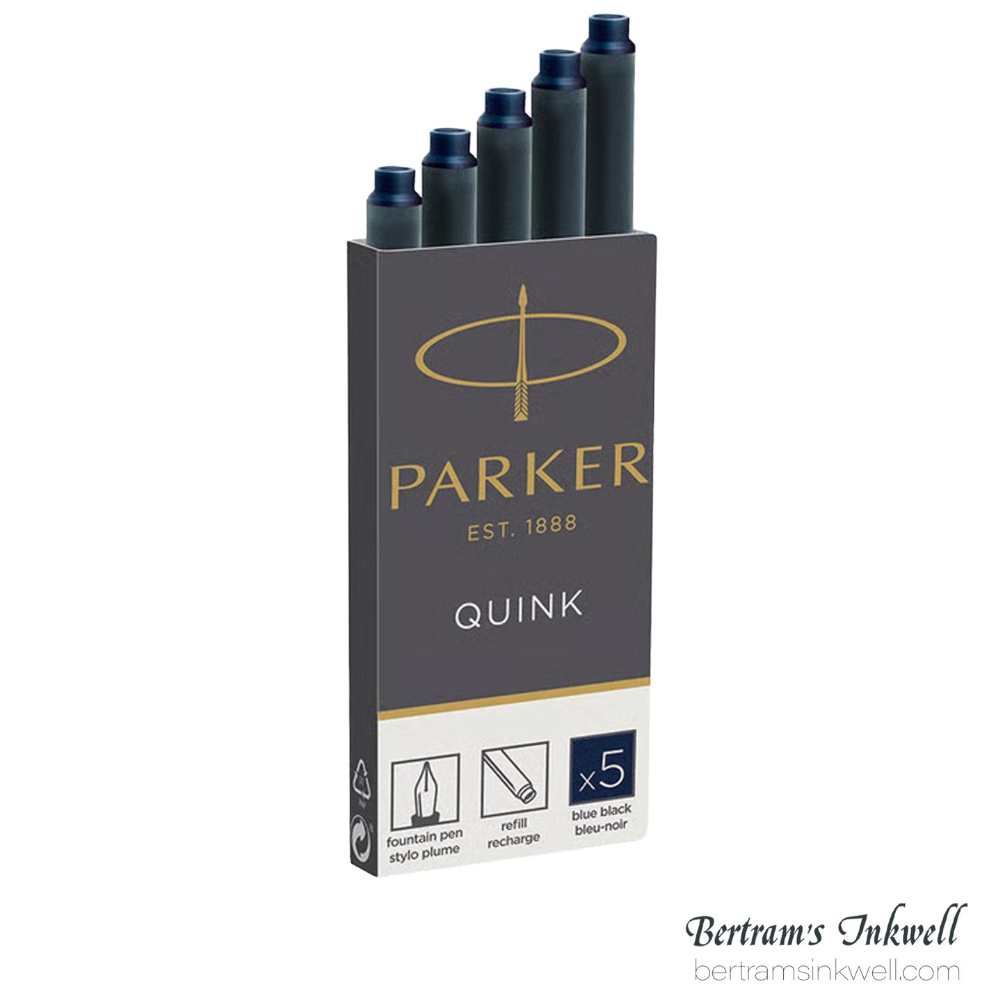 Parker Quink Permanent Blue/Black Ink Cartridges - 5 Pack - 30110