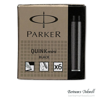 Parker Quink MINI Washable Black Ink Cartridges - 6 Pack