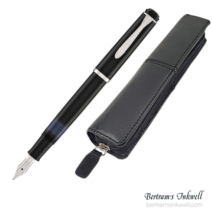 Pelikan M205 Black Fountain Pen With Leather Pen Case