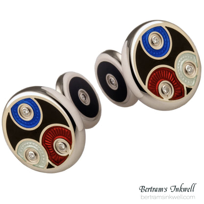 David Oscarson Pierrot Pierrette Monochromatic Black with Diamonds Cufflinks