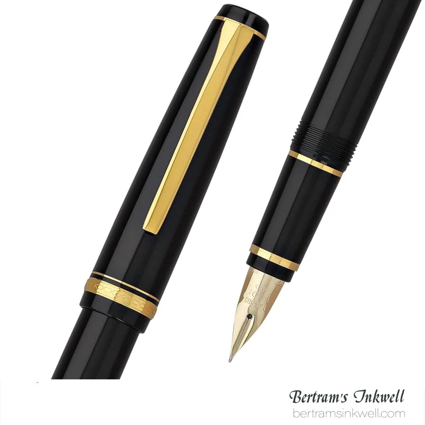 Pilot Falcon Black with Gold Plated Trim Fountain Pen