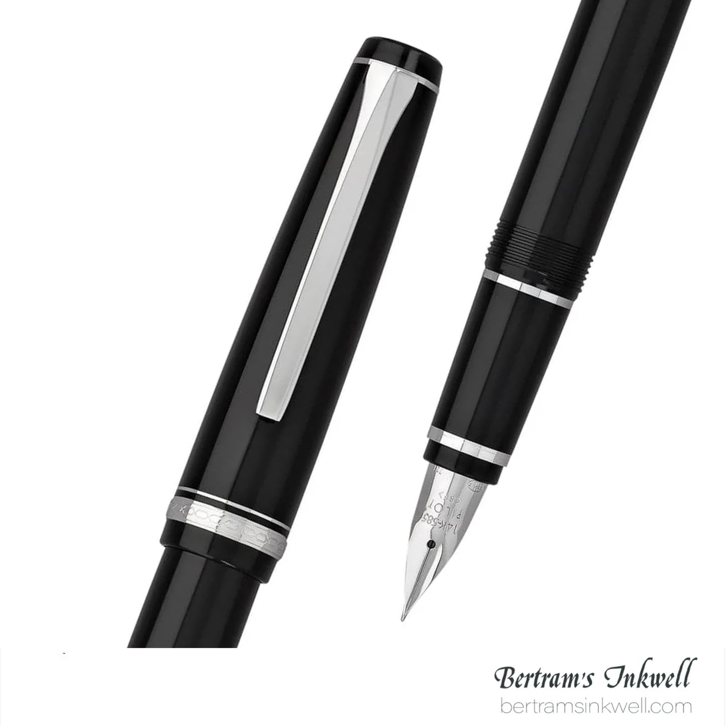 Pilot Falcon Black with Rhodium Plated Trim Fountain Pen
