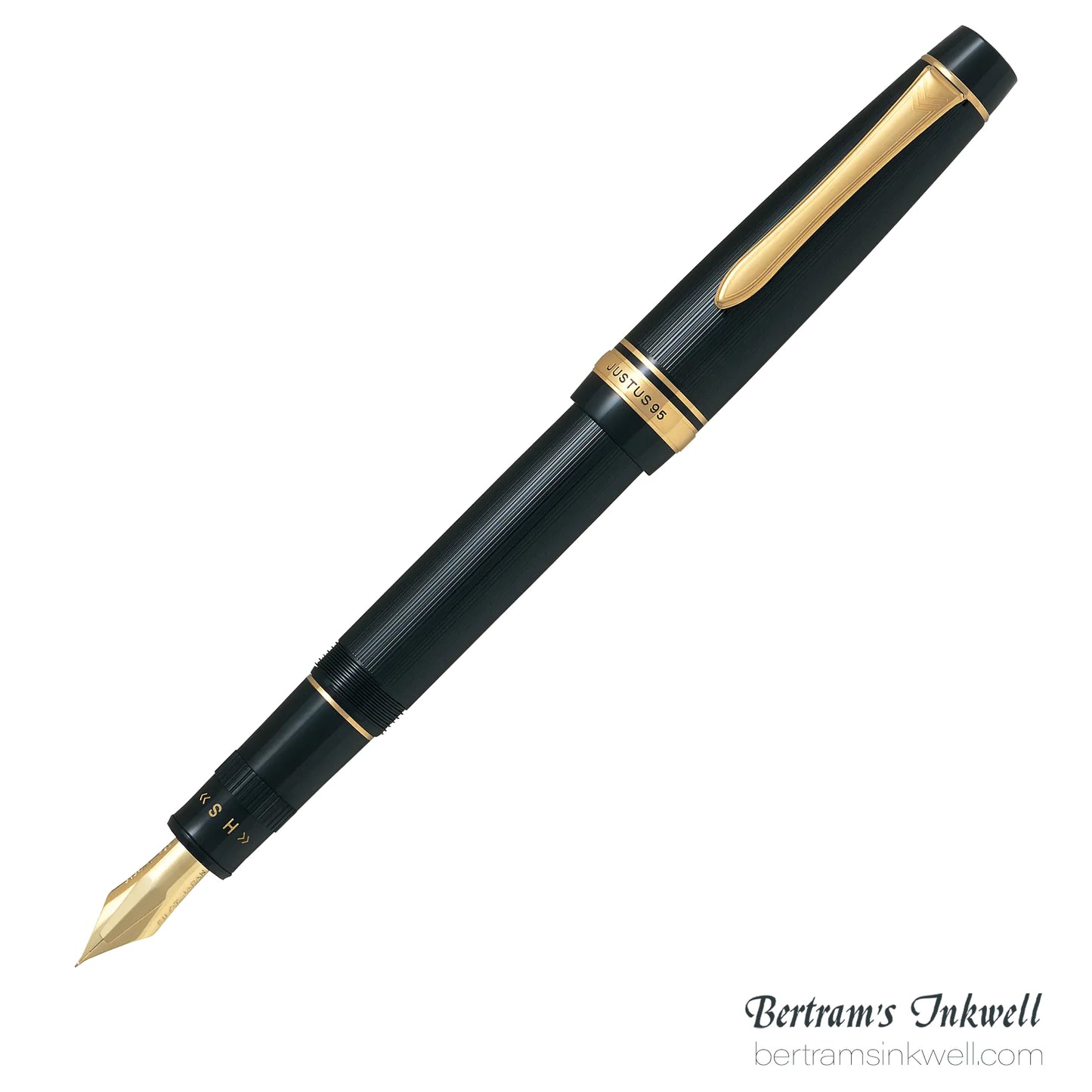 Pilot Justus 95 Black with Gold Trim Fountain Pen