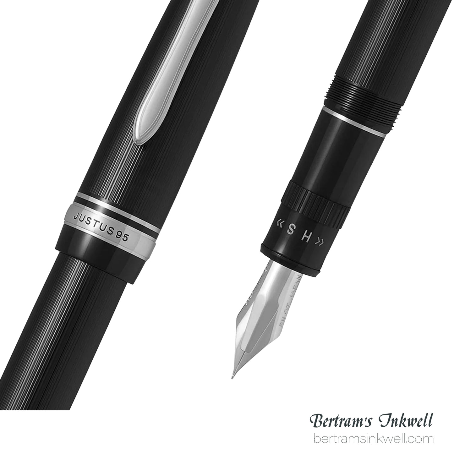 Pilot Justus 95 Black with Rhodium Trim Fountain Pen