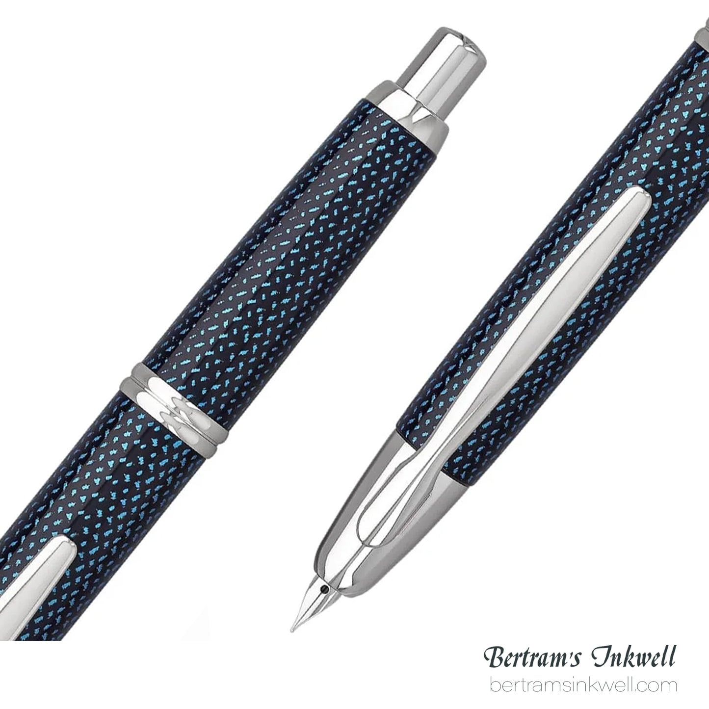 Pilot Vanishing Point Blue Carbonesque and Rhodium Accents Fountain Pen