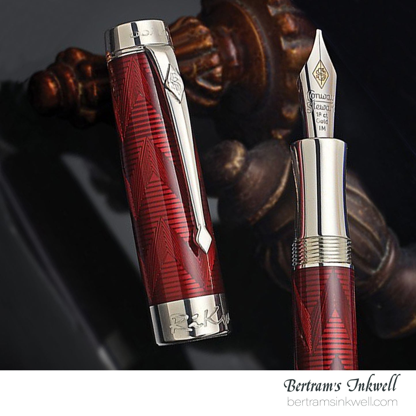 Conway Stewart Duro Serling Silver and Enamel Scarlet Red Limited Edition Fountain Pen, 2012