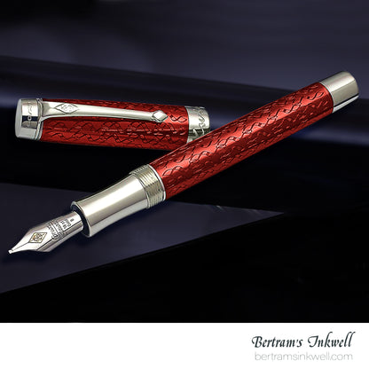 Conway Stewart Duro Serling Silver and Enamel Cherry Limited Edition Fountain/Rollerball Pen, 2012