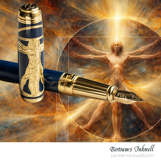 S.T.Dupont Line D Vitruvian Man Blue Lacquer Fountain Pen