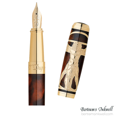 S.T. Dupont Line D Vitruvian Man Brown Lacquer Fountain Pen