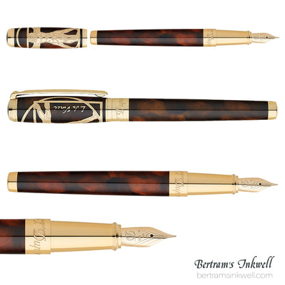 S.T. Dupont Line D Vitruvian Man Brown Lacquer Fountain Pen