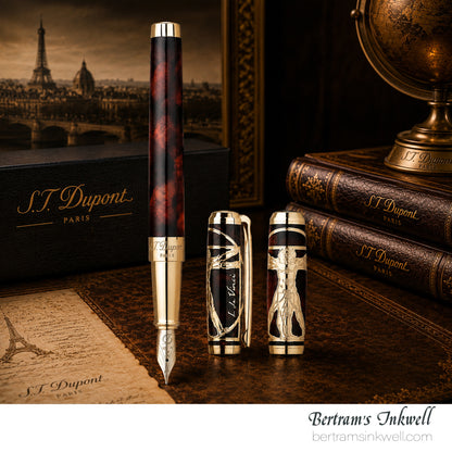 S.T. Dupont Line D Vitruvian Man Brown Lacquer Fountain Pen
