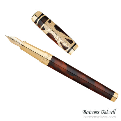 S.T. Dupont Line D Vitruvian Man Brown Lacquer Fountain Pen