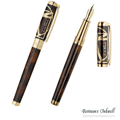 S.T. Dupont Line D Vitruvian Man Brown Lacquer Fountain Pen