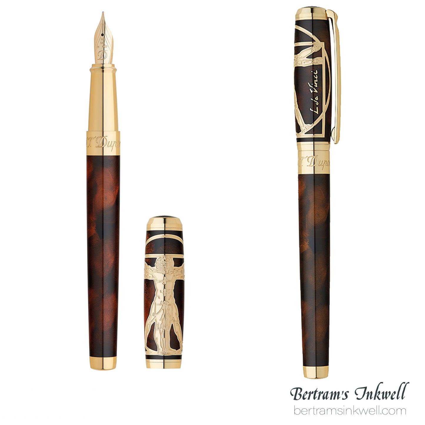S.T. Dupont Line D Vitruvian Man Brown Lacquer Fountain Pen