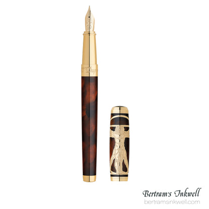 S.T. Dupont Line D Vitruvian Man Brown Lacquer Fountain Pen